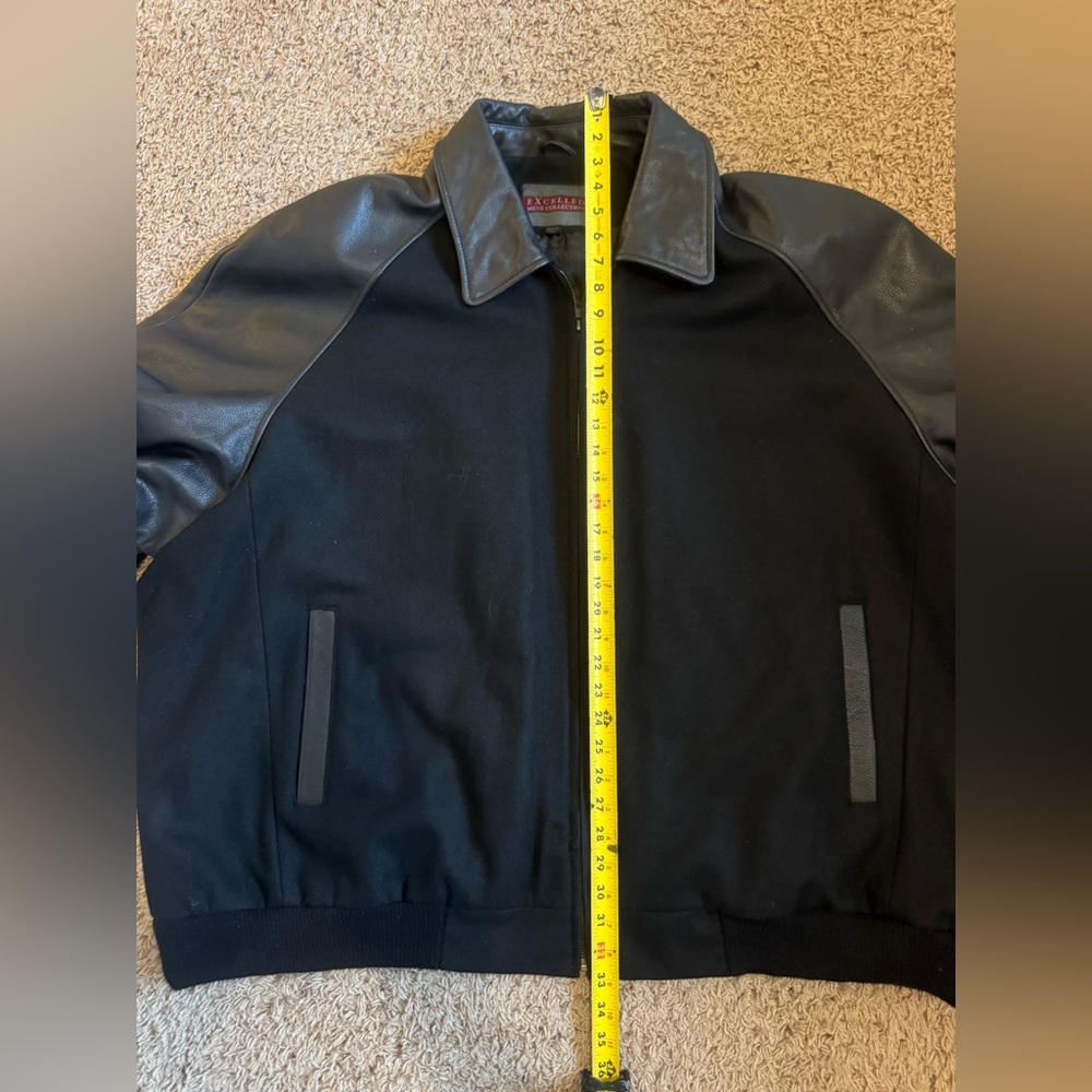 Excelled Men’s Collection Black Bomber Jacket with Leather Sleeves XXXXL - Picture 6 of 16